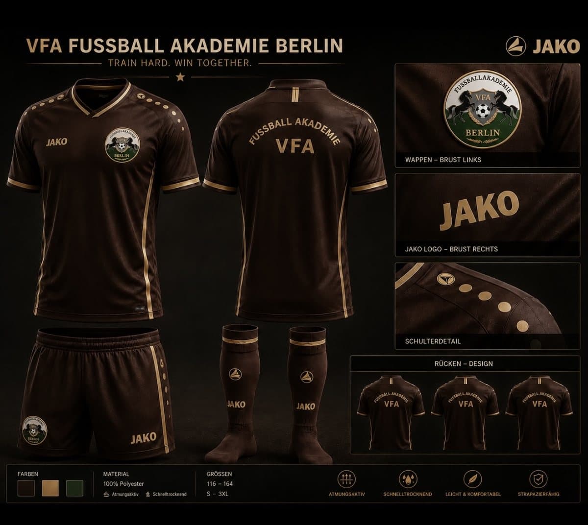VFA Spielausrüstung – JAKO Trikot, Shorts und Socken